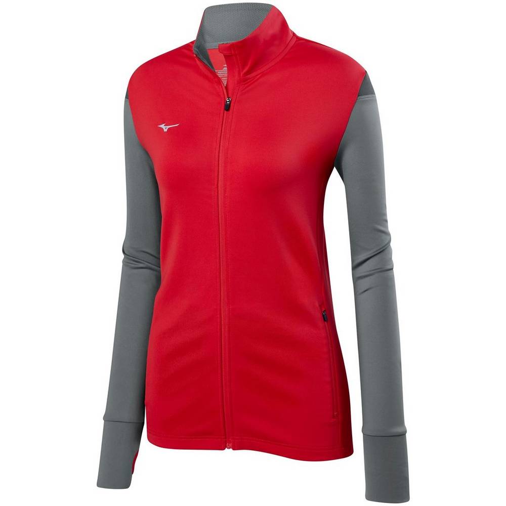 Casaco Mizuno Voleibol Horizon Full Zip - Mulher - Vermelhas/Cinzentas - RJAEZ0643